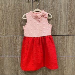 Janie and Jack Pink Top and Red Skirt Heart Textured Dress